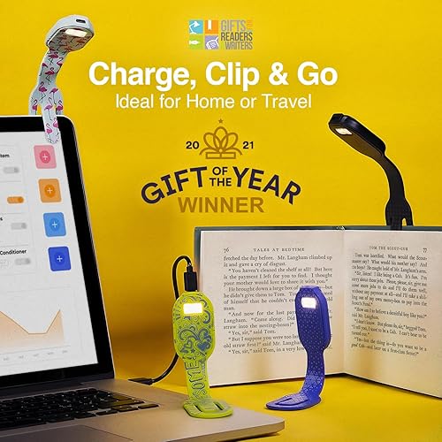 Miniatura 8 de Gifts for Readers & Writers Flexilight - Luz de lectura LED recargable USB 2 en 1 Marcador de libros y luz de libro con clip Lámpara de lectura