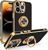 BENTOBEN for iPhone 14 Pro Max Case, Slim Lightweight 360 Ring Holder Kickstand Support Car Mount Shockproof Women Men Non-Slip Protective Case for iPhone 14 Pro Max 6.7, Black/Gold