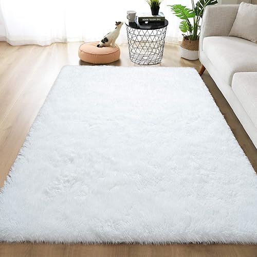 Miniatura 86 de Toneed Alfombra esponjosa para dormitorio, sala de estar, 6 x 9 pies, color beige, alfombra lanuda súper suave y moderna, alfombra de felpa mullida