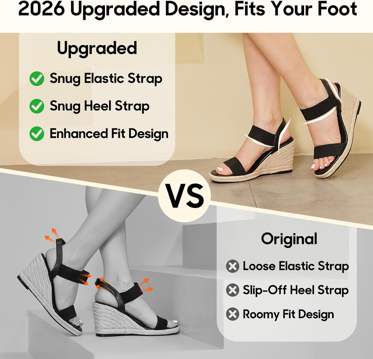 Putu Espadrille Platform Wedge Sandals for Women Square Open Toe Dressy Wedges with Elastic Ankle Strap - Image 5