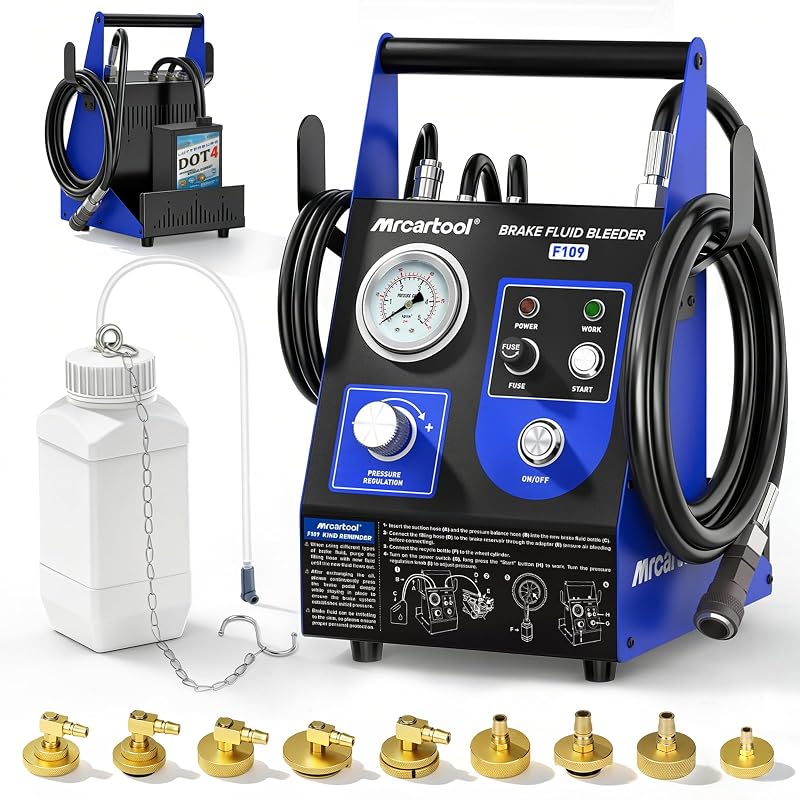 Kit Sangrador Automático de Freios MR CARTOOL F109 com Pressão Ajustável de 10–36 PSI e 9 Adaptadores