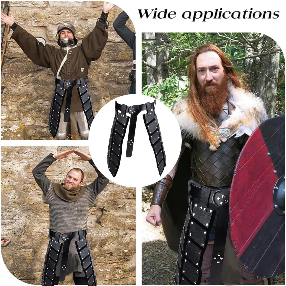Viking Fur Leather Waist Belt - Brown Faux Fur & PU Leather Adjustable Renaissance Belt For Costume