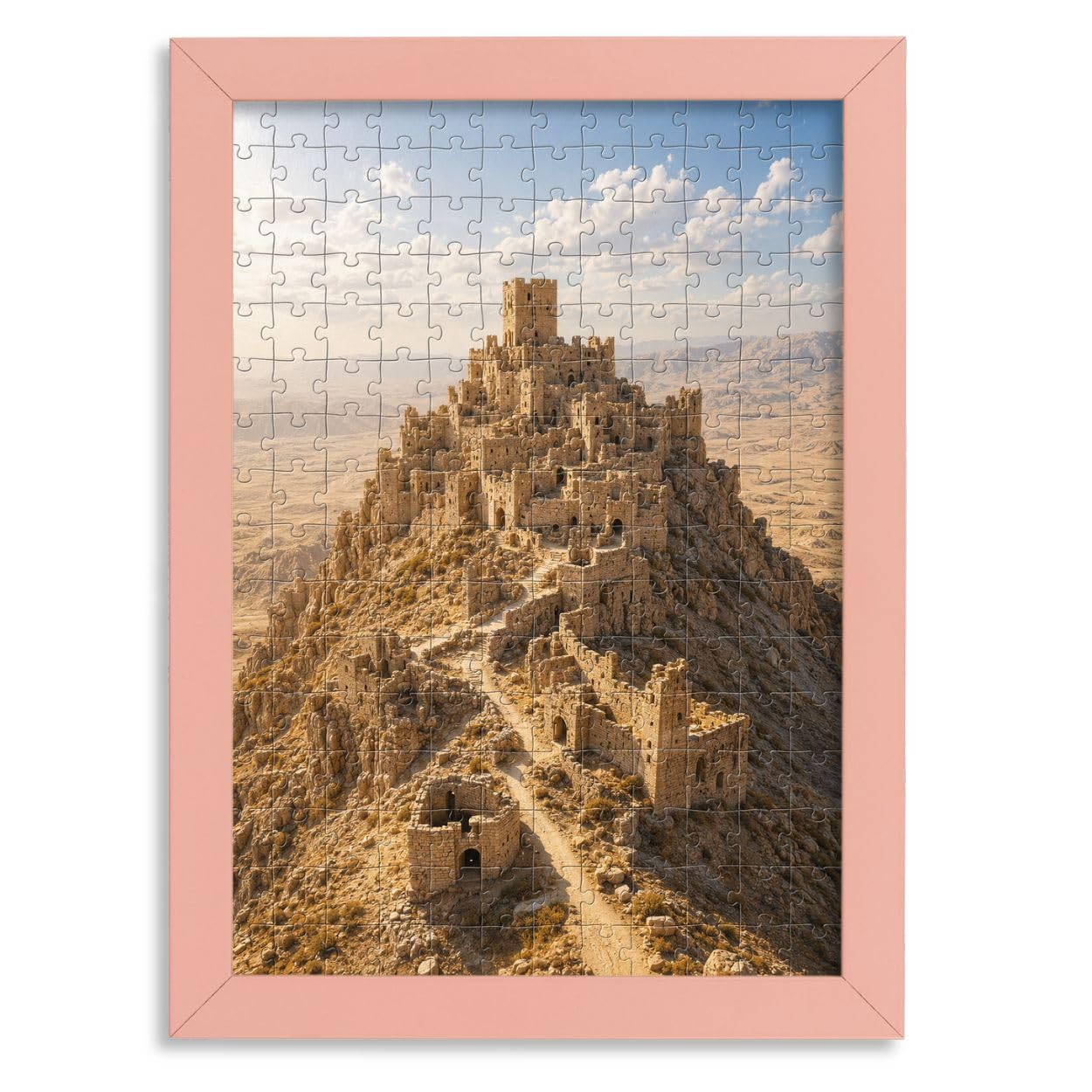CLAMARO 'PUZZLED' Puzzle Frame for 50 x 70 cm Puzzle - Puzzle Picture Frame in Pink Pastel Decor - Picture Frame with 30 mm Wide MDF Wood Frame Including Acrylic Glass and Back Panel
