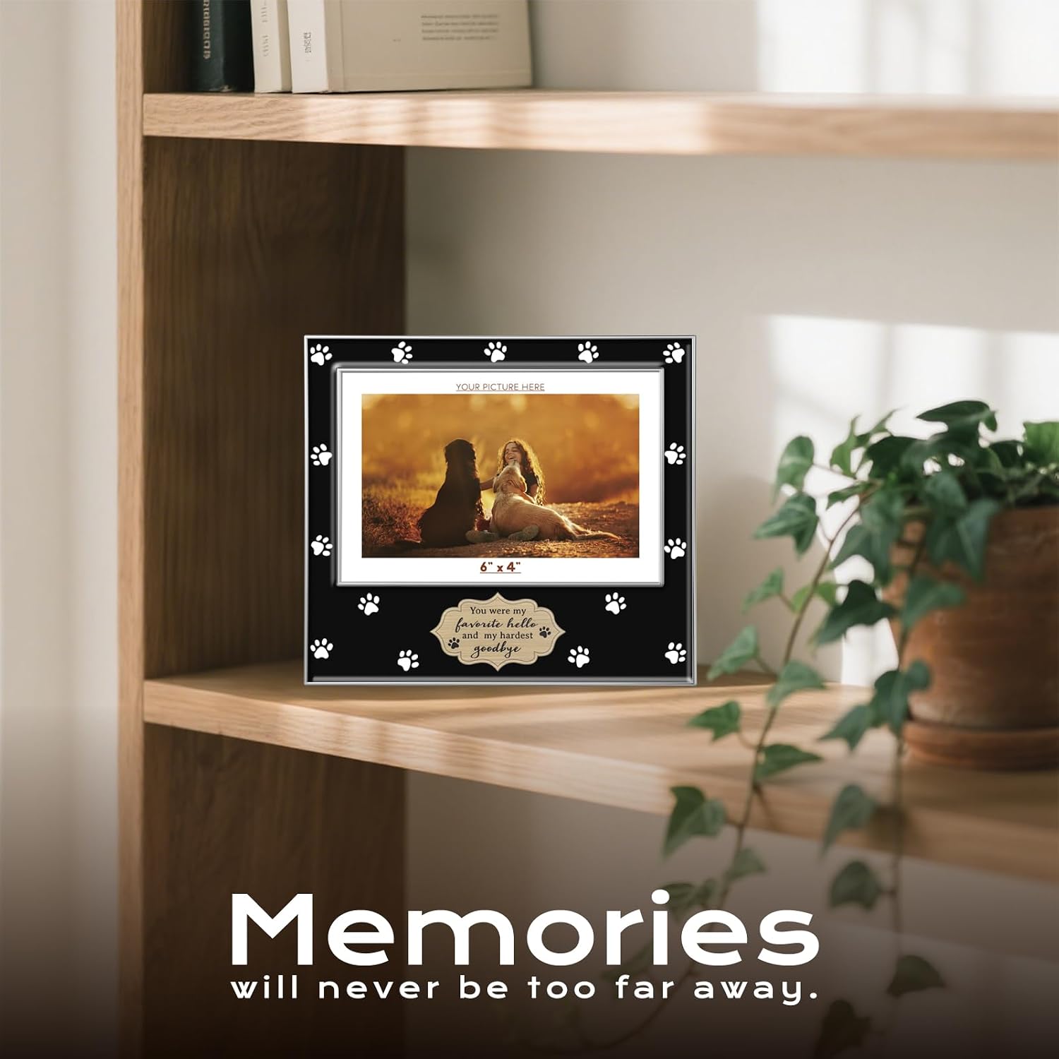 Metal Picture Frame 4x6 Photo Frames with High Definition Glass Front Gift Ideas Tabletop Home Decorative (Paw, Black)