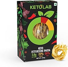 Ketolab Keto Fettuccine Pasta (Flat noodles), 200 Gms, 1 Pack, 3.8g Net Carb & 23% High Protein/Serving, Identical to Regular Pasta, Low Carb, High Fibre, Low GI, Keto Diet, Diabetic Friendly