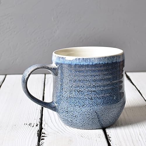 Miniatura 6 de Bosmarlin Juego de 2 tazas de café grandes de cerámica, 17 onzas, taza de té grande azul para oficina y hogar, aptas para lavavajillas y microondas