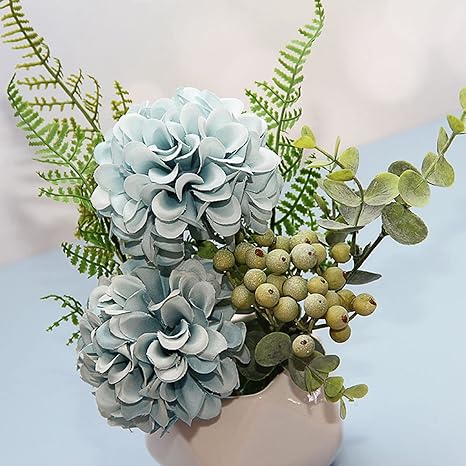 送料無料 シンプルセラミック花瓶ユーカリ葉あじさいセット置物なつの7 Lavametal Com Tr