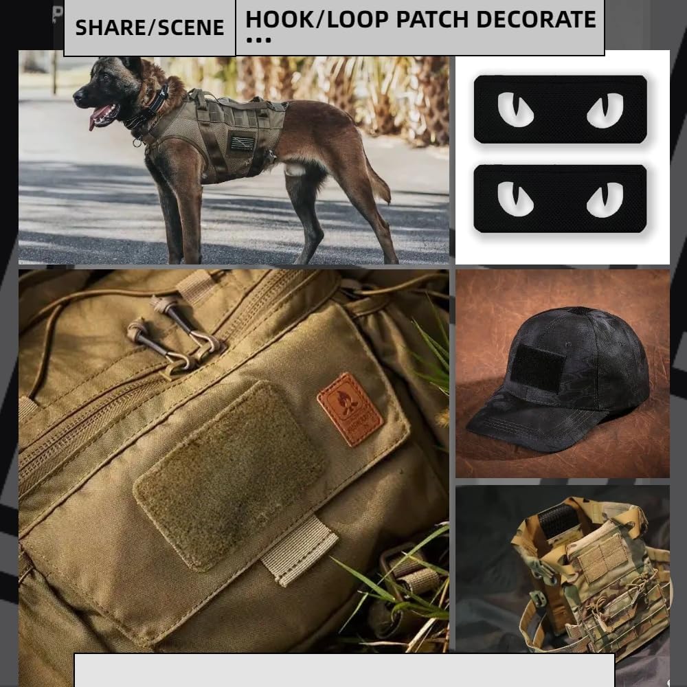 Reflective Cat Eyes Patches, 2 Pack Tactical Hook and Loop Embroidered Patches, Light Reflective Design for Backpacks, Jackets, Vests, Hats, Clothing Decoration and Daily Outdoor Apparel Accessories image 3