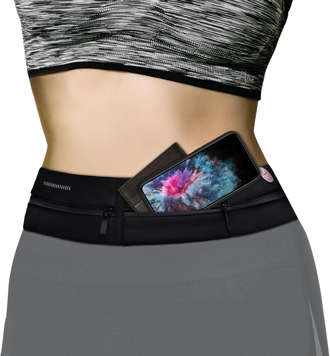Slim Running Belt Waist Pack Bag,Ultra Light Bounce Free Waist Pouch,Water Resistant Belt Fanny Pack for Hiking Fitness,Adjustable Running Pouch for All Kinds of Phones (Black)