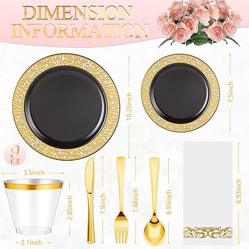 Miniatura 2 de Norme Juego de vajilla de plástico de 350 piezas para 50 invitados, incluye 50 platos llanos de 10.2 pulgadas, 50 platos de 7.5 pulgadas, 150