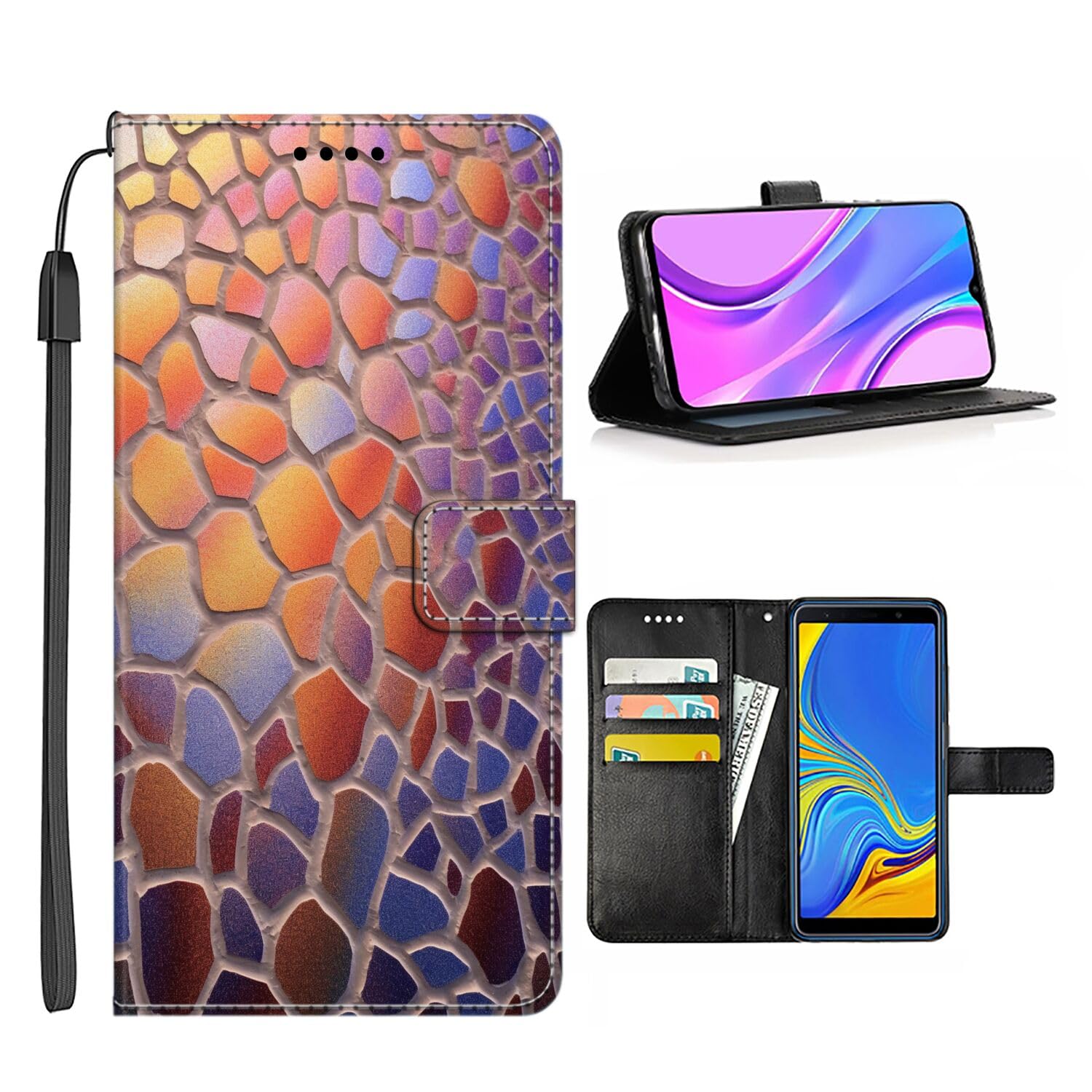 Wallet Case for Samsung Galaxy Xcover PRO Xcover4 Xcover5 Xcover6 PRO Xcover7 with Designer cat-Art cc108,Card Slot and Wrist Strap Flip Cover