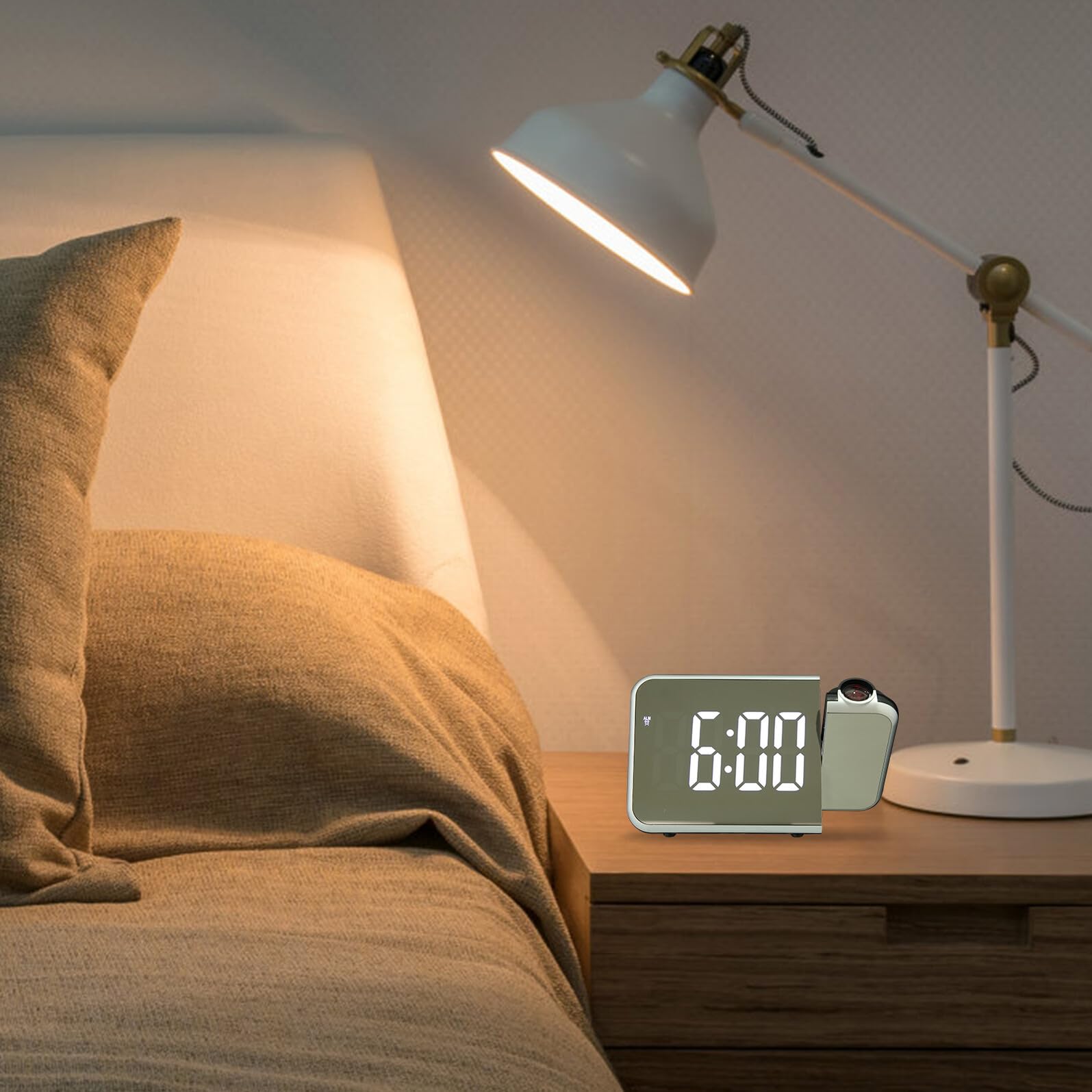 Cabilock Negro Reloj Despertador Digital de Proyección, para Dormitorio