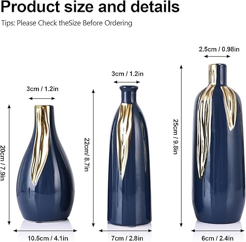 Miniatura 3 de Juego de 3 jarrones decorativos de cerámica modernos para sala de estar, dormitorio, decoración artística, manto, decoración de eventos en el hogar,