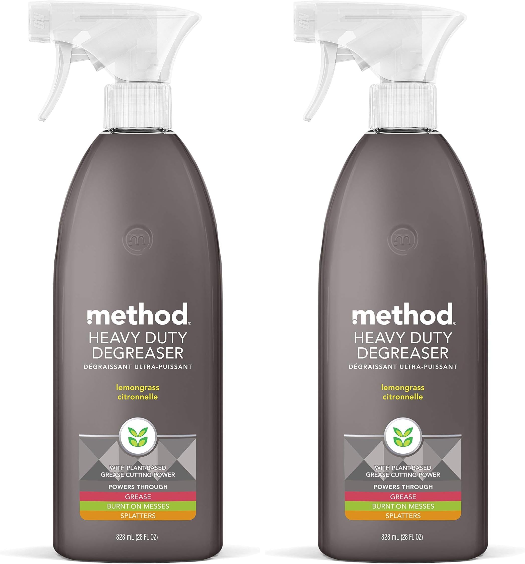 Method Heavy Duty Degreaser, Lemongrass Scent, Oven Cleaner & Stove Top Cleaner, 28 Oz Spray Bottle,(Packaging may vary) (Pack of 2)