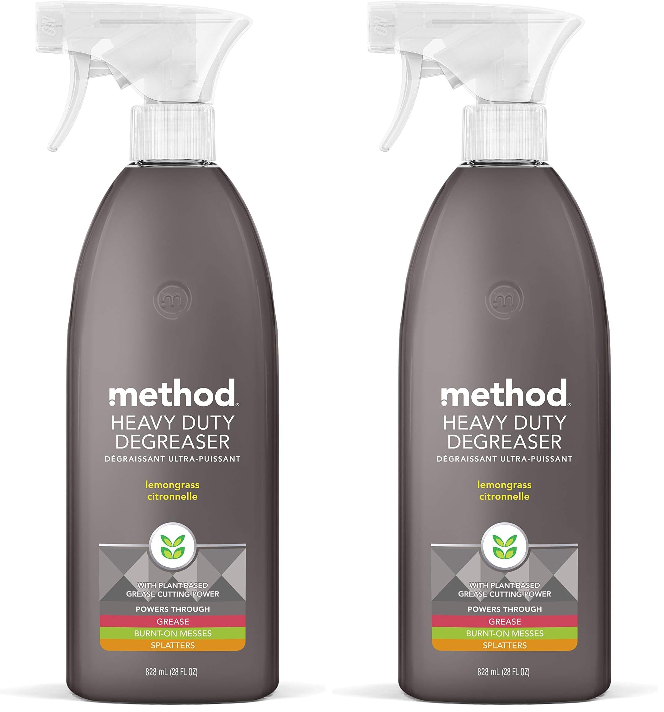 Method Heavy Duty Degreaser, Lemongrass Scent, Oven Cleaner & Stove Top Cleaner, 28 Oz Spray Bottle (Pack of 2),(Packaging may vary)