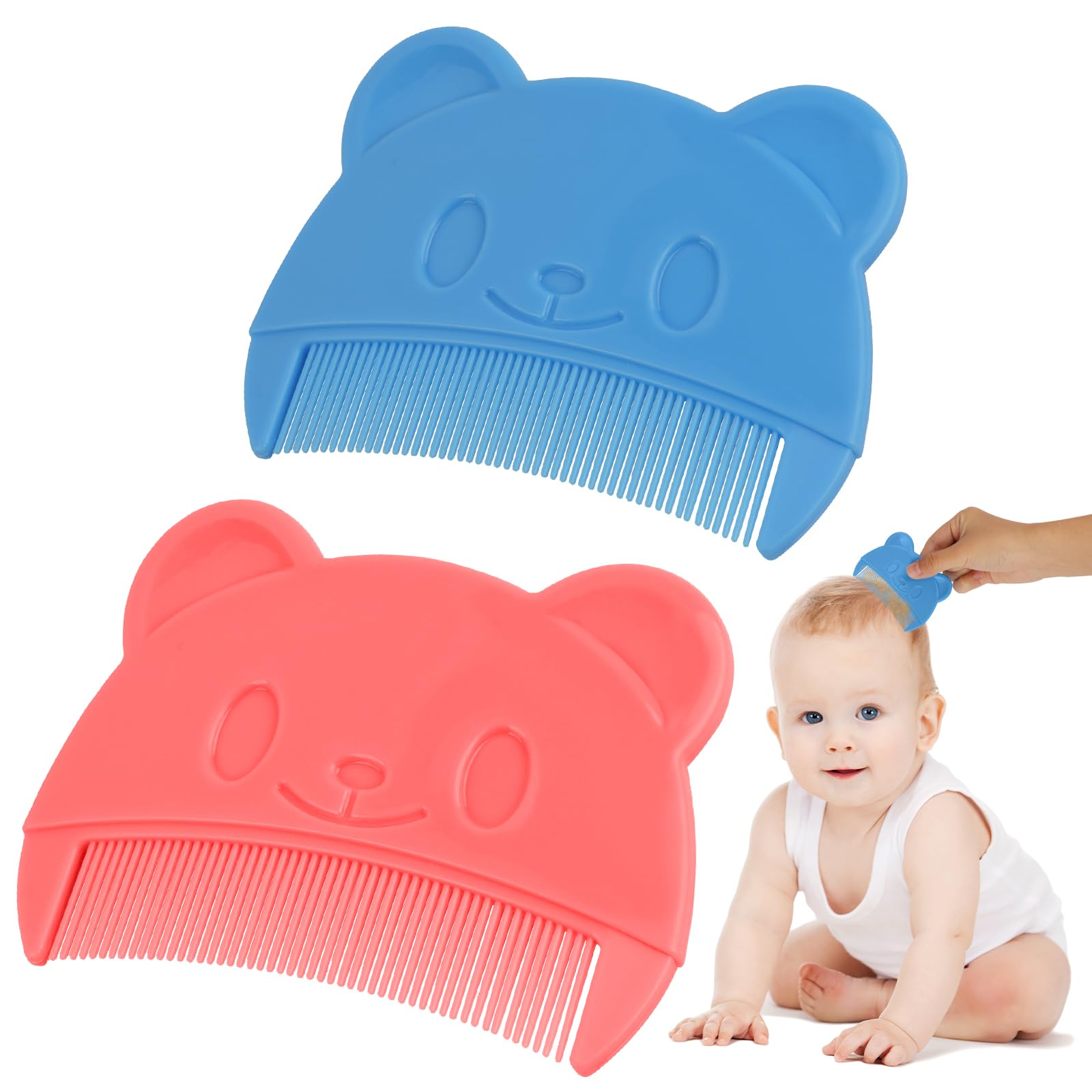 Aolso Baby kamm für milchschorf, 2 Stück Babykamm, Baby-Haarkamm, Baby Haarbürste mit weichen Zähnchen, Neugeborene Haarkamm, Geschenk zur Babyregistrierung (Blau/Rosa)