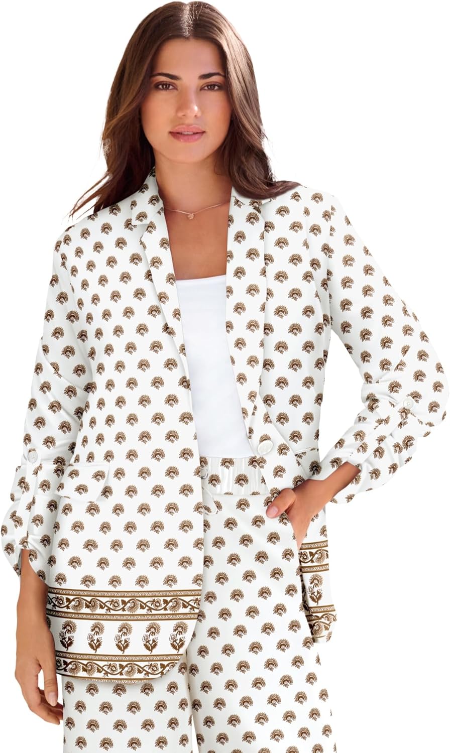 Roaman's Women's Plus Size Linen Blazer