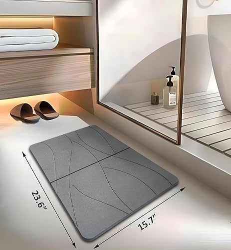 Miniatura 4 de Tapete de baño de piedra, súper absorbente, de secado rápido, tierra de diatomeas con olor, plegable, antideslizante y fácil de limpiar para baño,