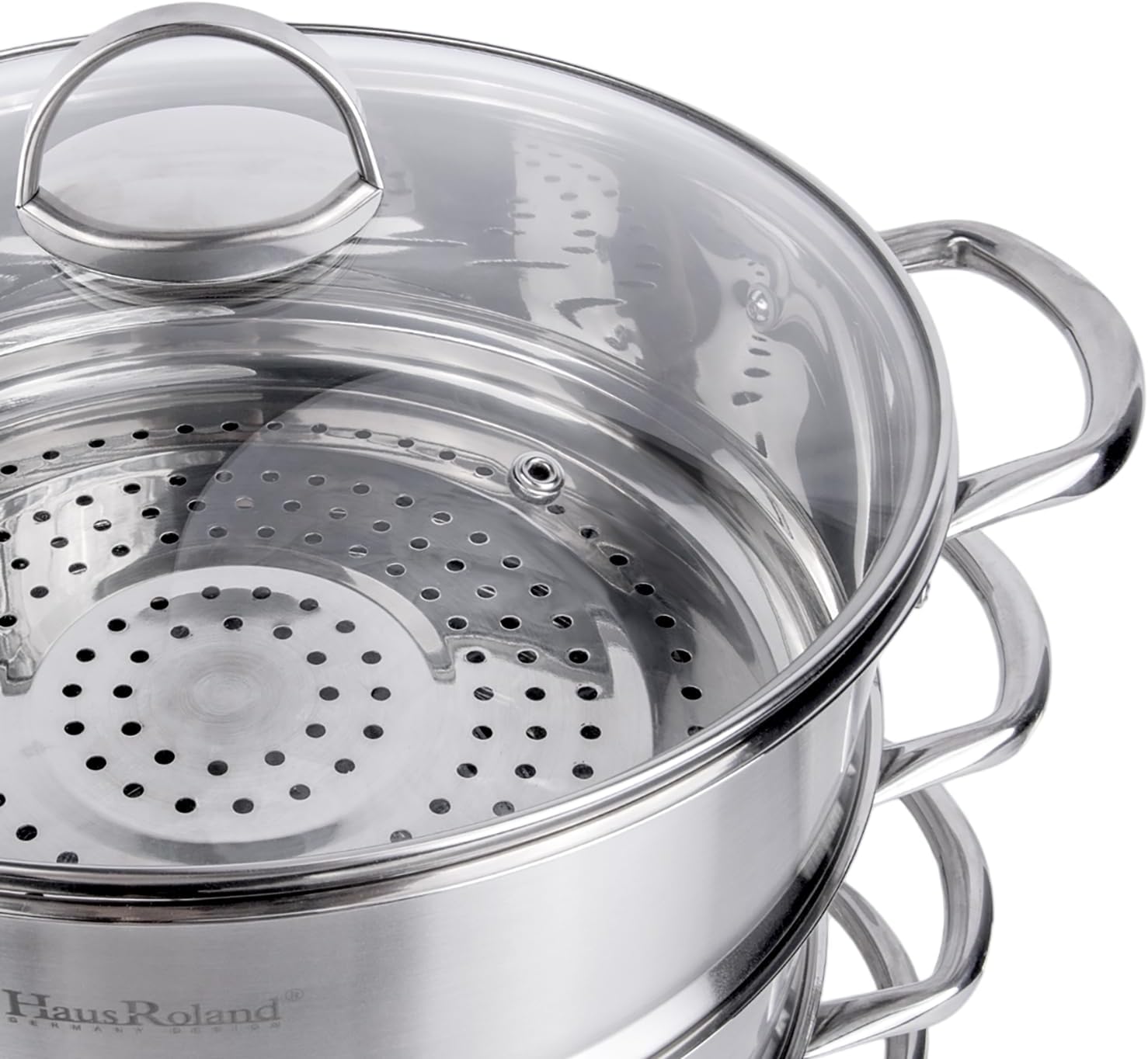 3-Tier Stainless Steel Steamer Pot with Lid Dumpling Steamer Pot for Cooking (3-tiered), Multi-Layer Cookware Pot, Food Vegetable Cooking Pan with Stackable Pan Insert for Vegetable, Dumpling, Meat, Dishwasher safe, Induction Safe (Silver, 12.68-qt. (12 L))