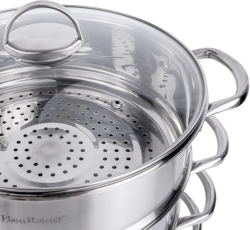 Miniatura 7 de Olla de vapor de acero inoxidable de 3 niveles con tapa, olla de vapor para cocinar (3 niveles), olla de cocina de múltiples capas, sartén de cocina