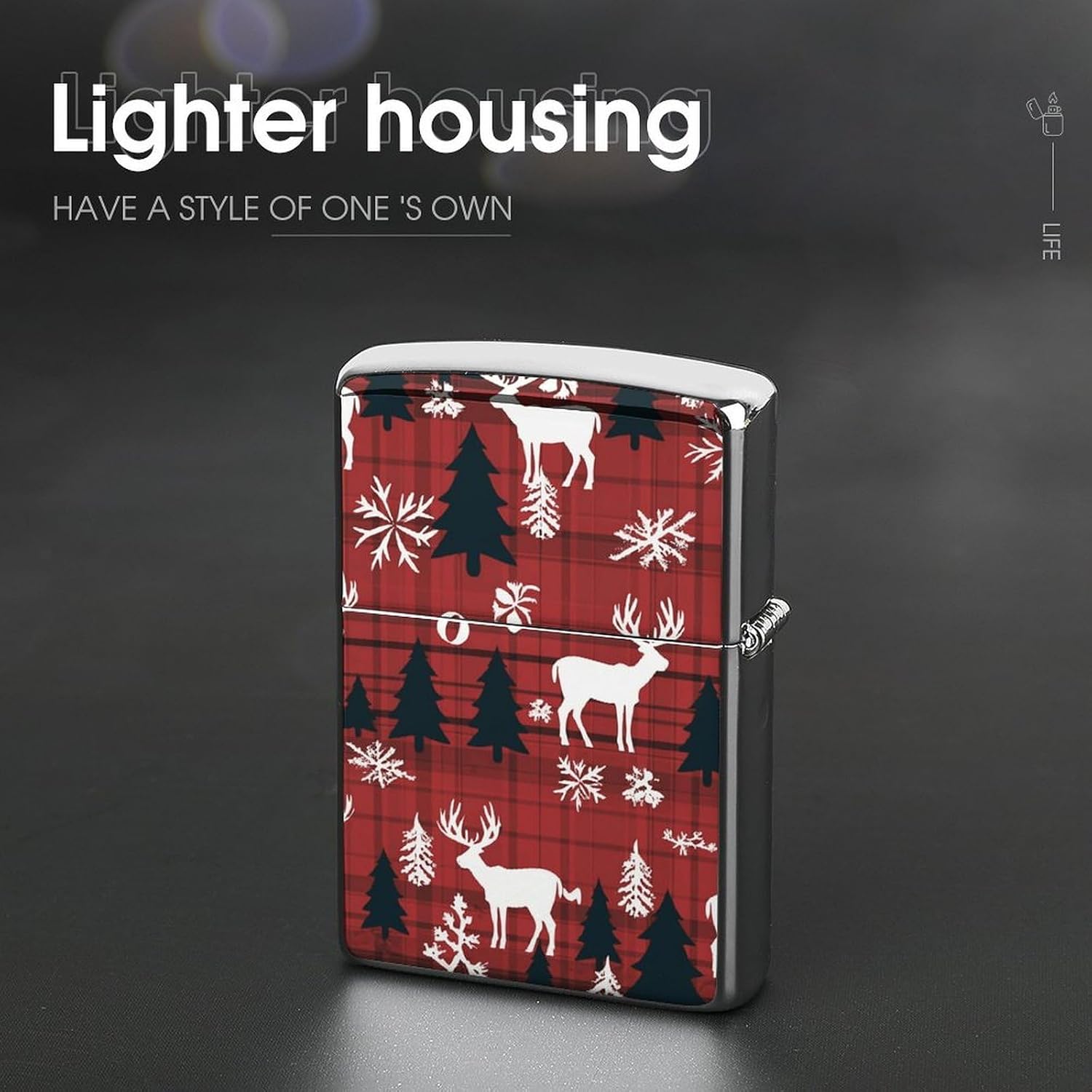 Metal Lighter Case Protective Cover, Christmas Deer image 4
