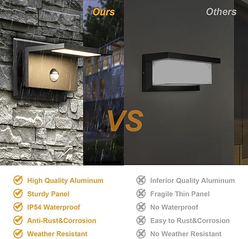 Miniatura 5 de Lámpara de pared negra con sensor de movimiento para exteriores, lámpara de pared LED moderna para puerta delantera, garaje, patio, jardín, paquete