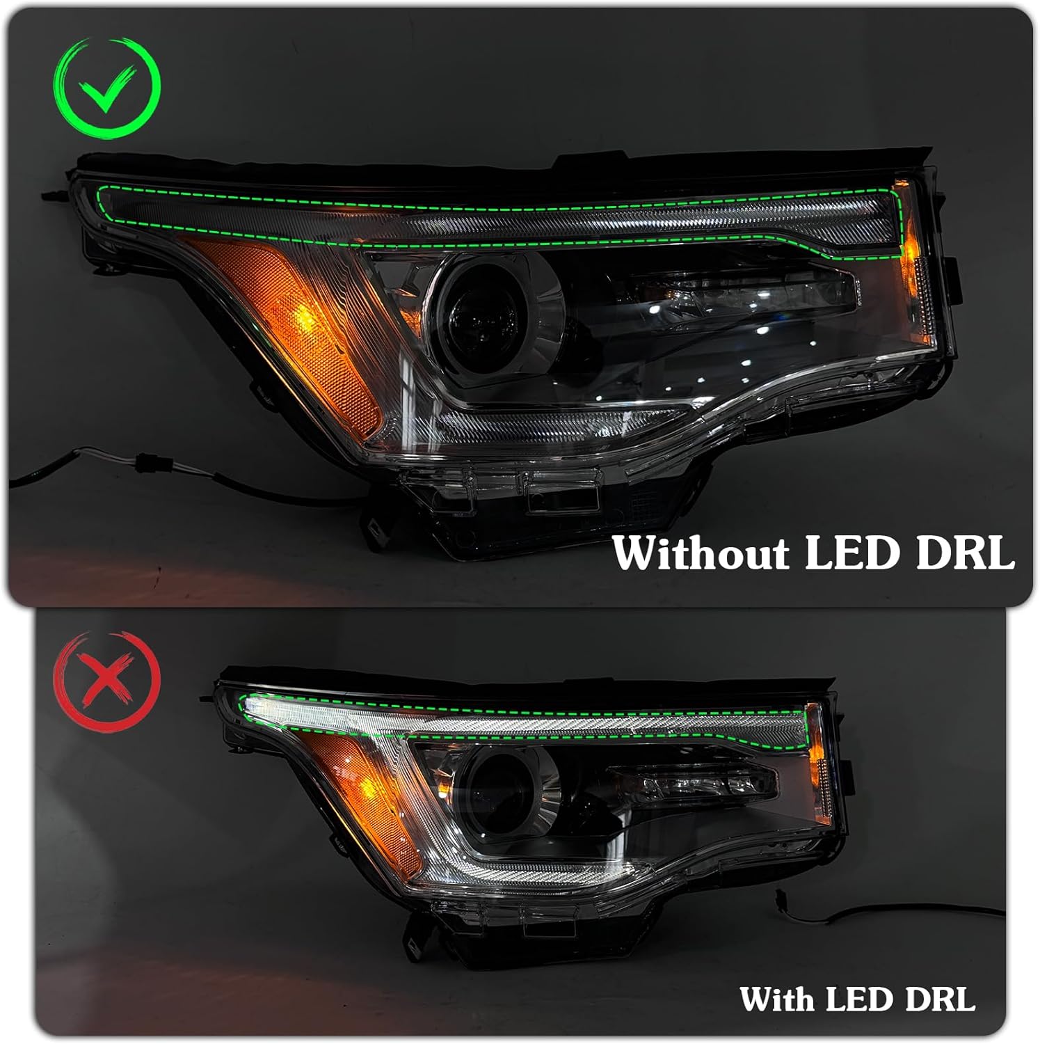 Base-Model RH Headlights W/o LED DRL Chrome Halogen Assembly Compatible with 2017-2019 GMC Acadia Headlamp Right Passenger Side GM2503446 84396068