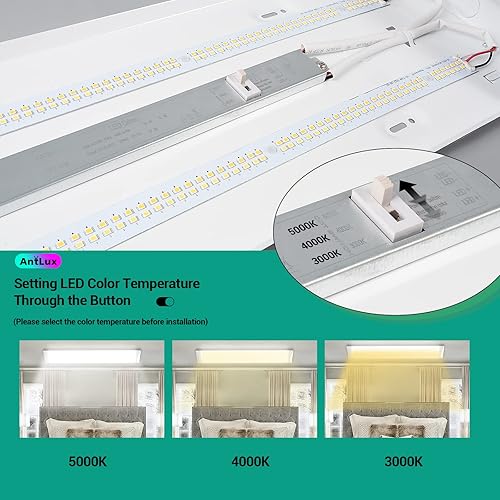 Miniatura 3 de ANTLUX Luces LED envolventes de 4 pies, 50 W5500 lm, 3 colores de temperatura regulable, luces LED de techo empotradas de 4 pies, lámparas LED de 48