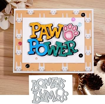 Animal Cat Claws Paw Powder Word Metal Die Cuts,Flower Branch Leaf Cutting Dies Cut Stencils for DIY Scrapbooking Album Decorative Embossing Paper Dies Card Making