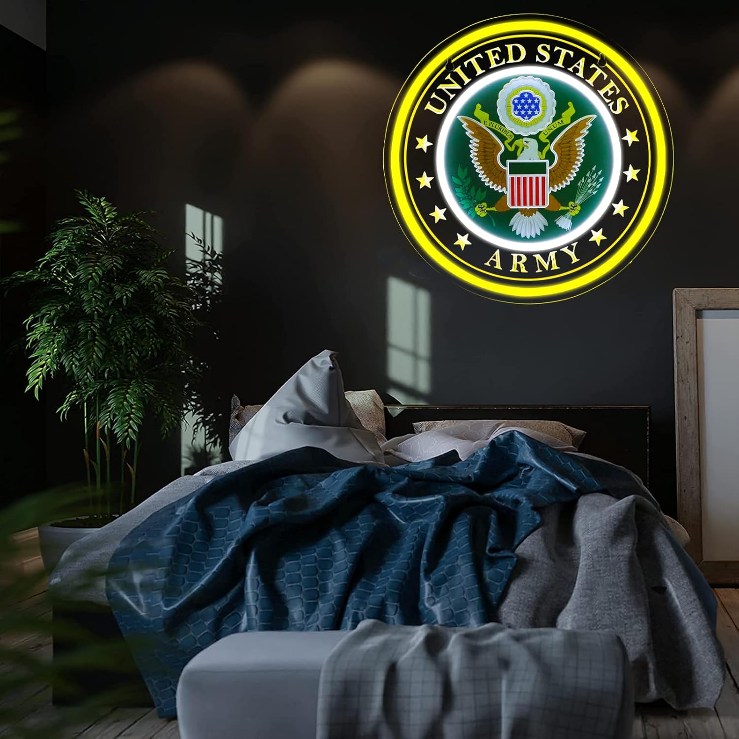 Military-themed Army Neon Signs Veteran Neon Lights Wall Decor for Man Cave Bedroom Bar Army Themed Gift Art for Christmas Party-12.6×12.6 IN-USB Powered-Acrylic - Image 2