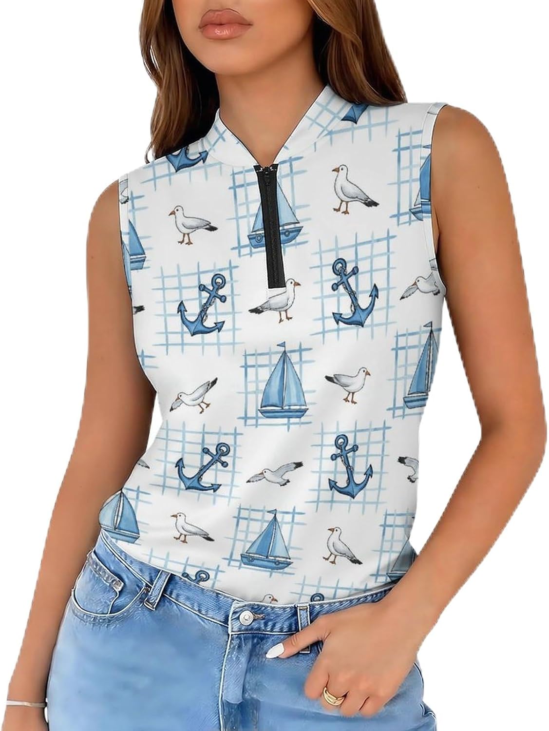 Women's Sleeveless Golf Top UPF 50+ Dry Fit Athletic Tank Tops, Running Tennis Gym Casual Wear