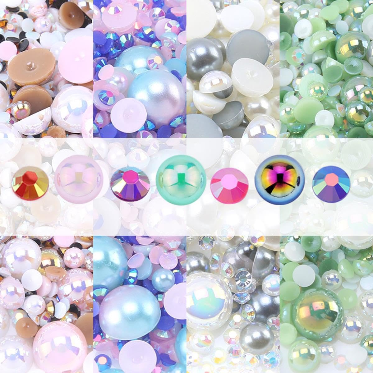 Mescolare Perle Di Strass In Resina Per Decorazioni Di Abbigliamento Gemme Per Unghie Glitter Colla Su Perle Di Cristallo Flatback Accessori Per Decorazioni Fai Da Te Set M 30g
