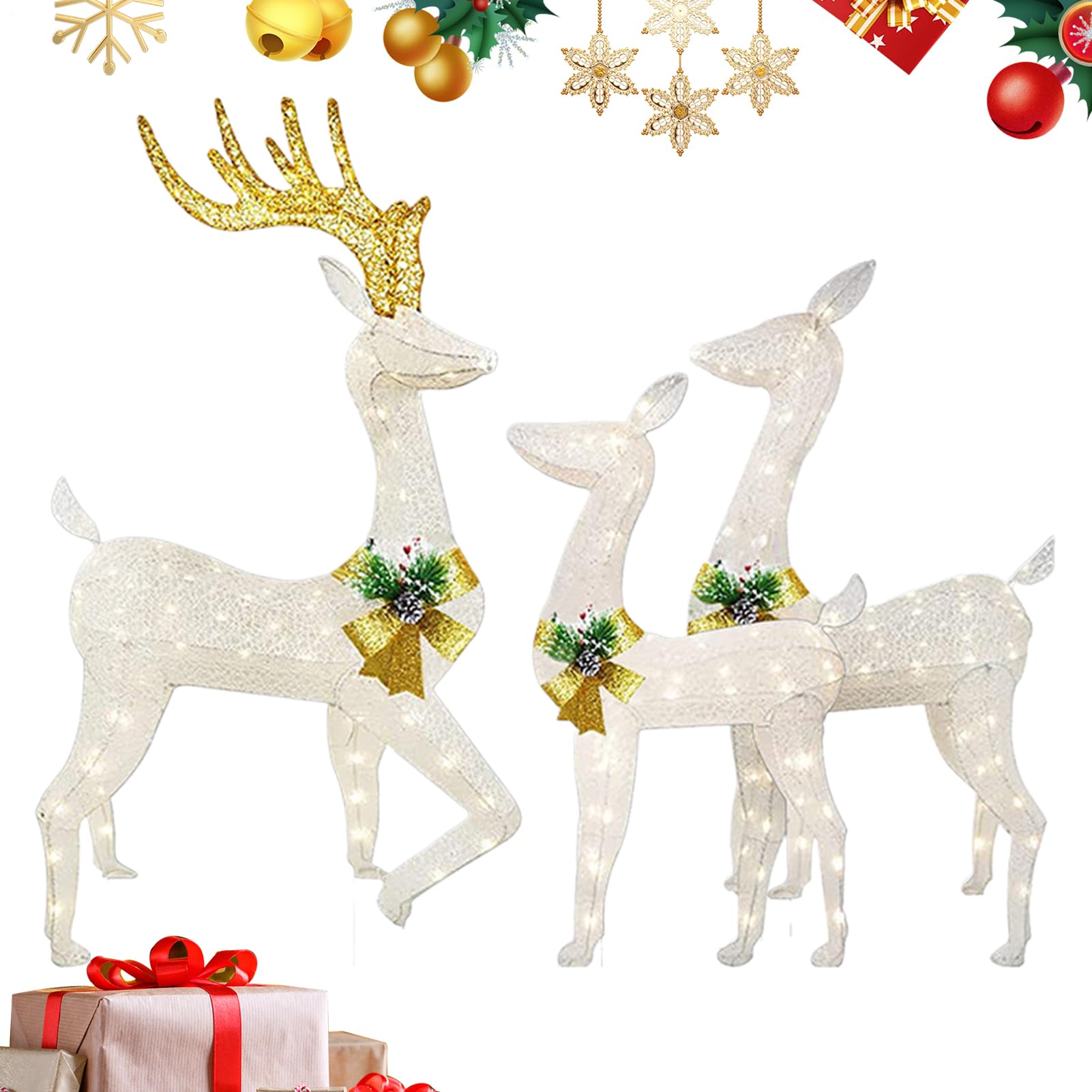 Éclairage sur piquet de Noël en acrylique - Lot de 3 décorations lumineuses extérieures pour jardin