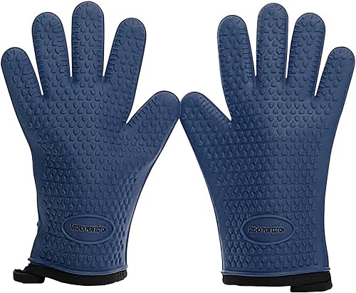 Miniatura 49 de KITCHEN PERFECTION Guantes de silicona XL para horno ahumador - Guantes de barbacoa extremadamente resistentes al calor - Maneja comida caliente