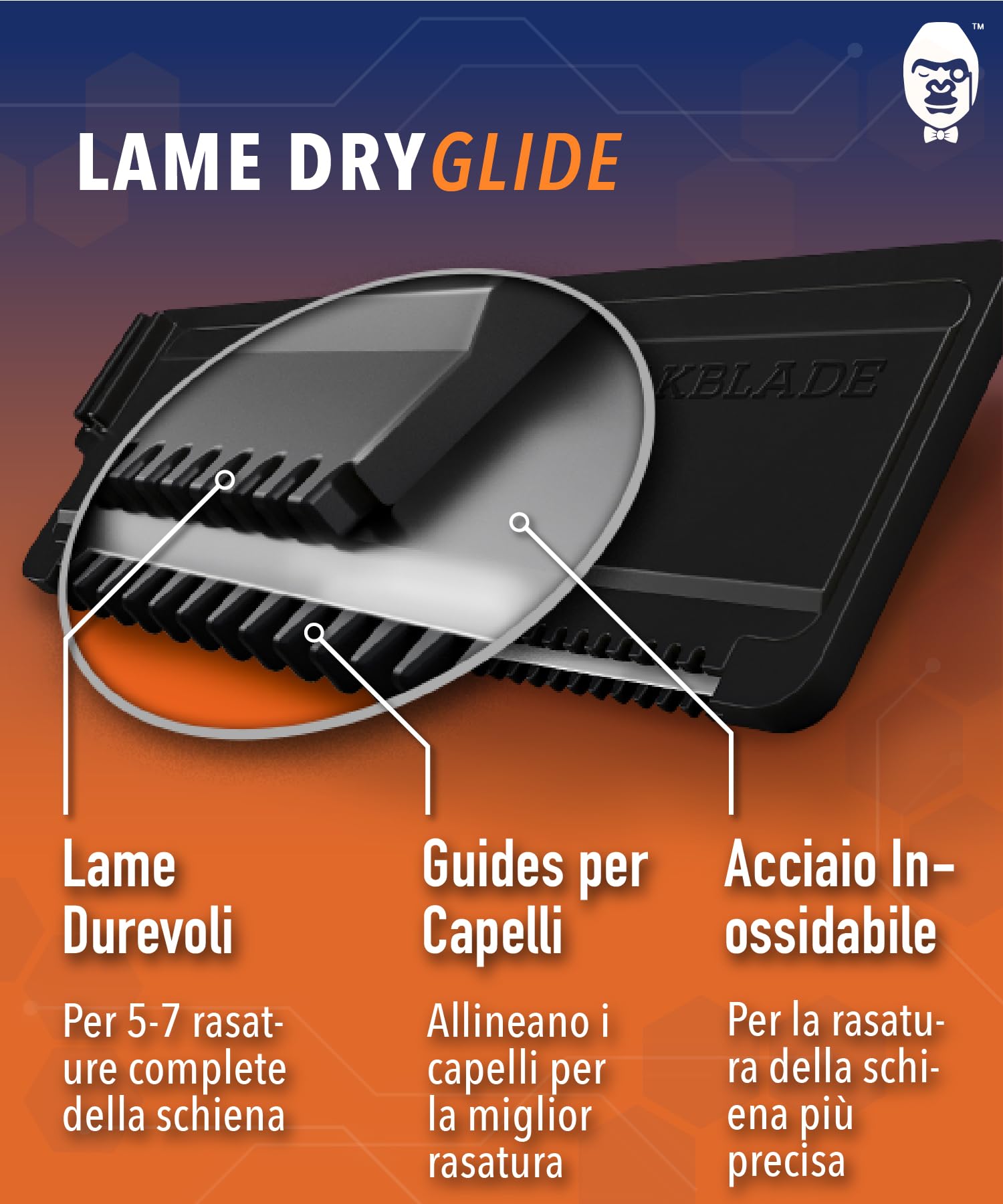baKblade 2.0 - Ricarica cartucce di ricambio per rasoio per la schiena e per il corpo per rasoi 2.0, 3.0 e 2.0 Elite - Tecnologia Dryglide (6 rasoi inclusi)