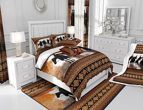 Miniatura 6 de Manfei Juego de funda de edredón de vaquero, tamaño matrimonial, funda de edredón con estampado de piel de vaca abstracta con 2 fundas de almohada,