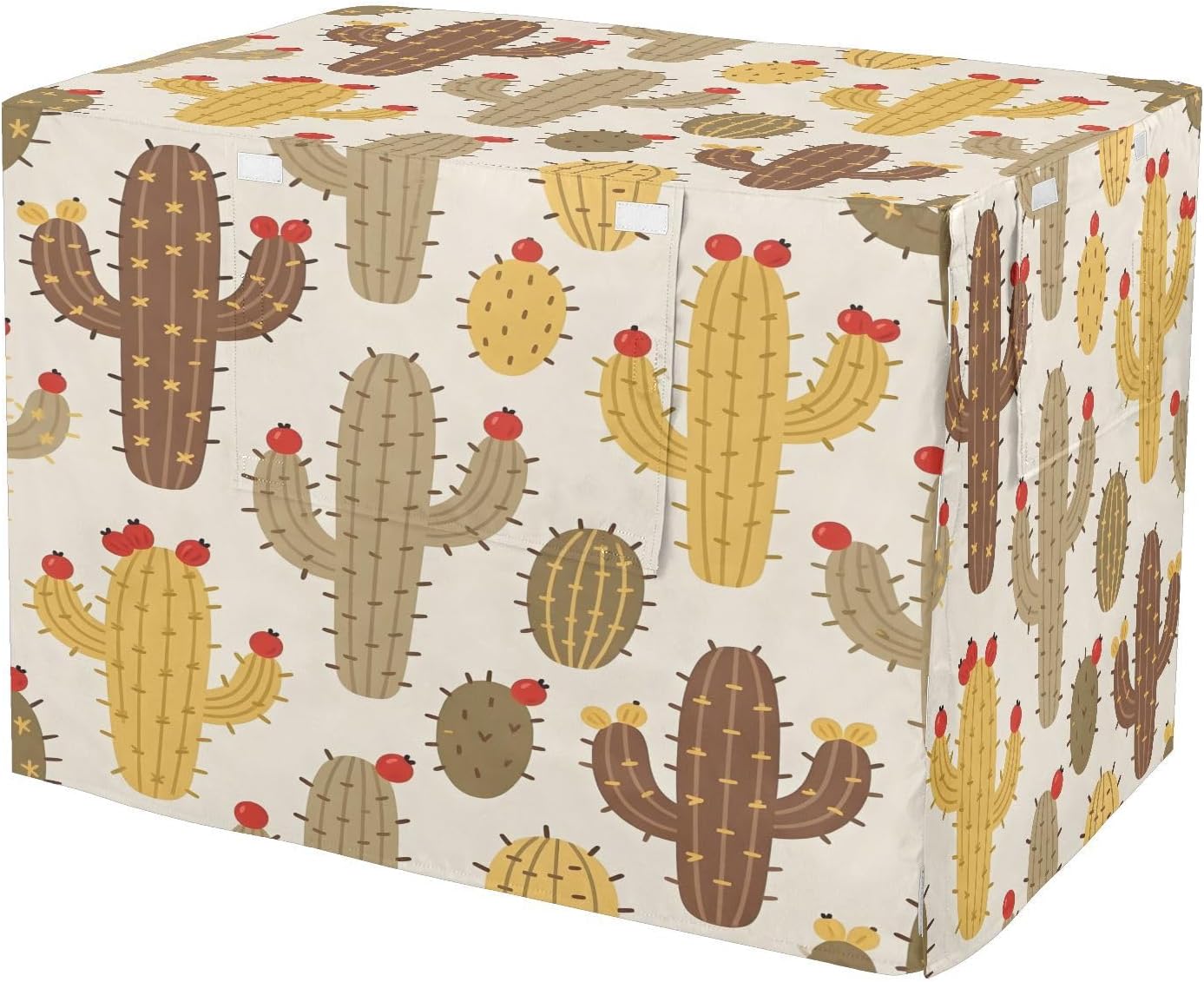 Colorful Cactus Dog Crate Cover 600D Oxford Pet Kennel Cover with Mesh Window for Dog Cages, Windproof Waterproof Machine Washable, 42"x28"x30"