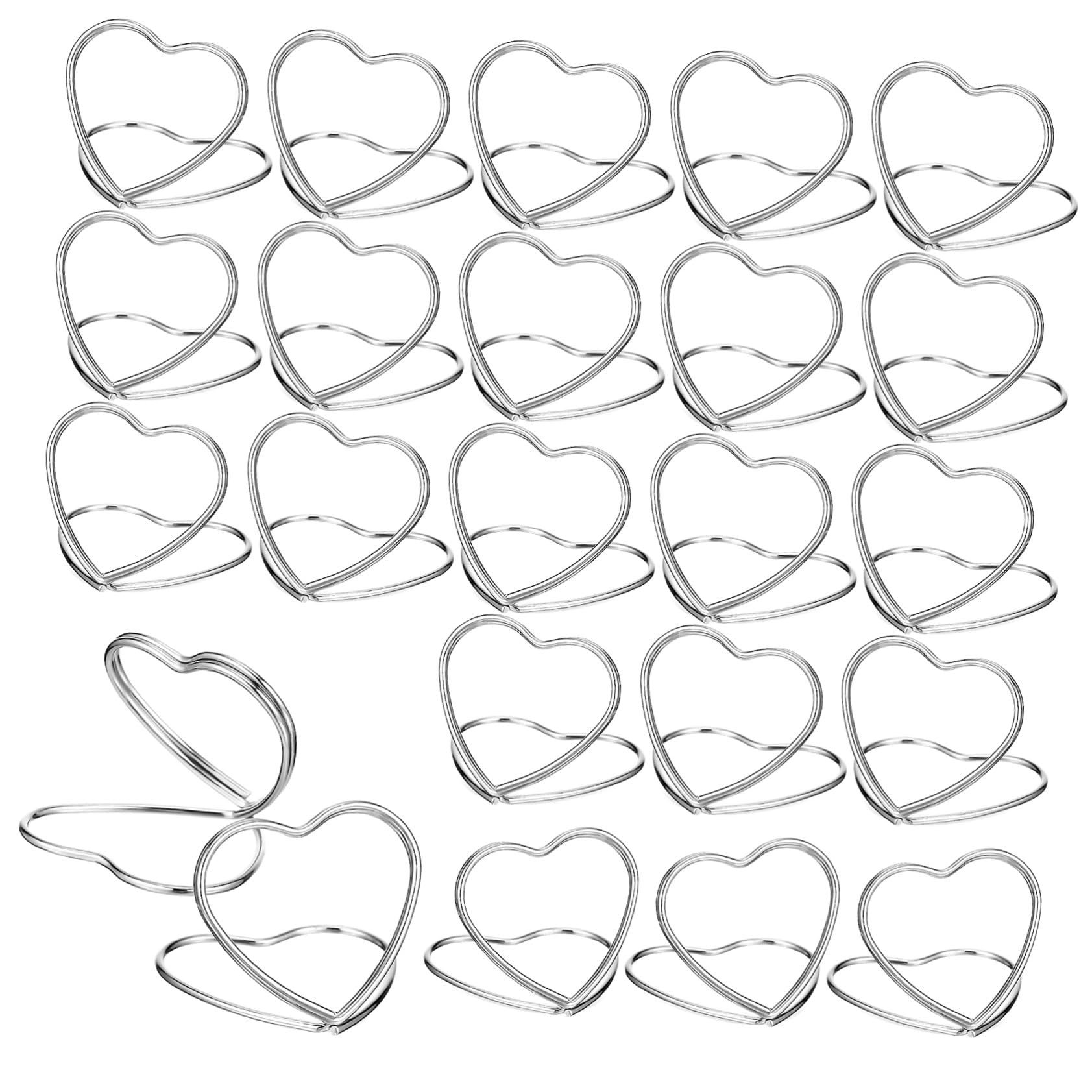48 Stück Teiliges Herzförmige Tischkartenhalter aus Robustem Carbonstahl Doppeltes Design für Stabile Fotohalter und Tischnummernständer Eleganter Memohalter für Hochzeit Party