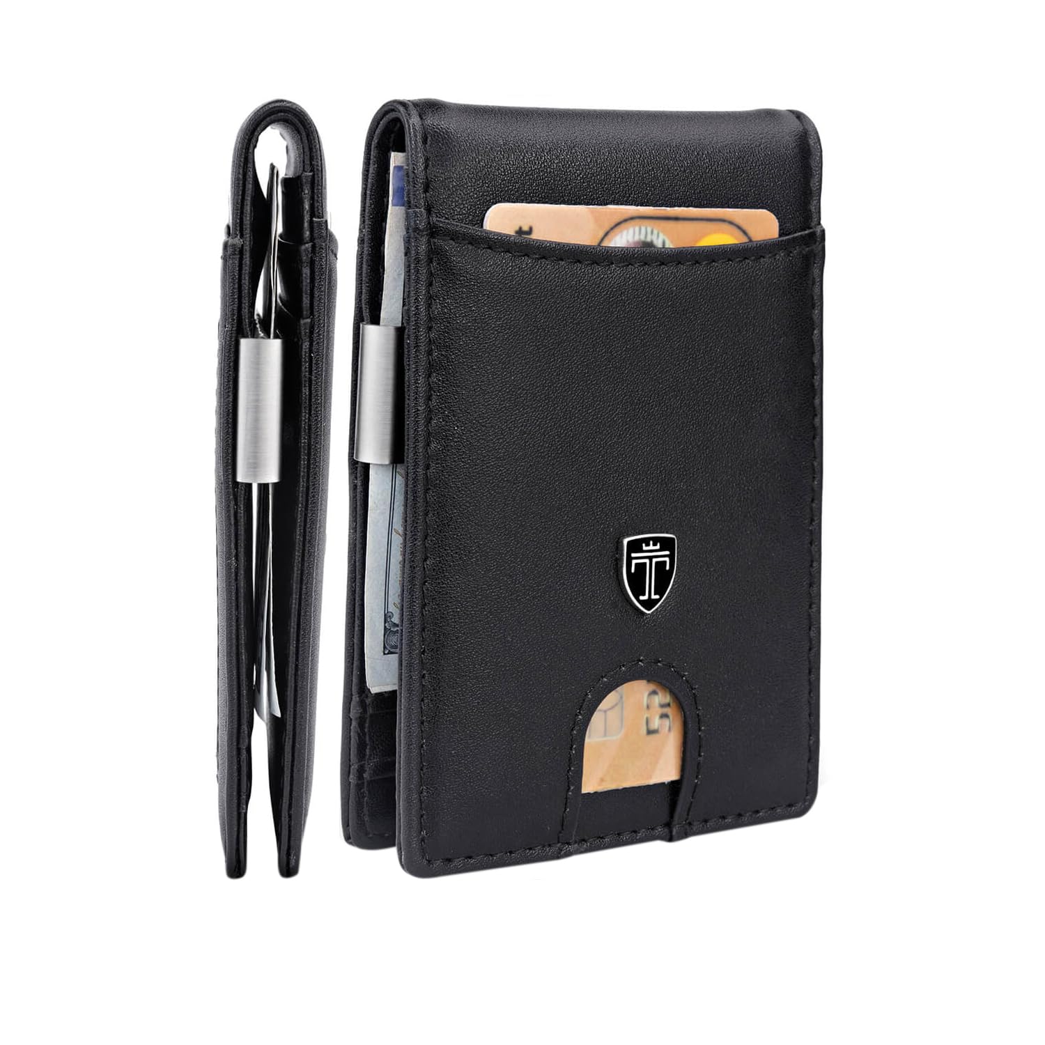 TRAVANDO Money Clip Wallet RIO - Mens Wallets slim Front Pocket RFID Blocking Card Holder Minimalist Mini Bifold Gift Box, Black, Small, Minimalist