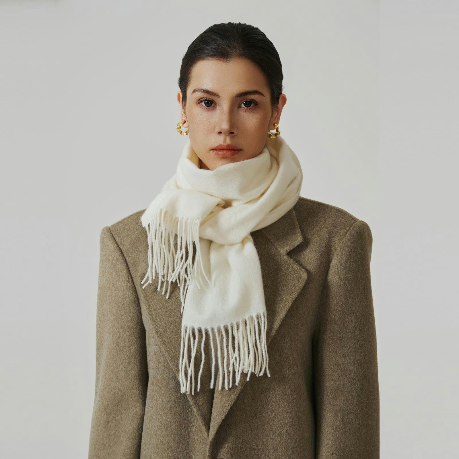 Sciarpa Donna Lana Sciarpa Femminile Autunno E Inverno alla Sciarpa Sciatto Versatile da Uomo in Cashmere with Tassels Ladies Regalo 190 * 31 Cm-Grigio Rosa A