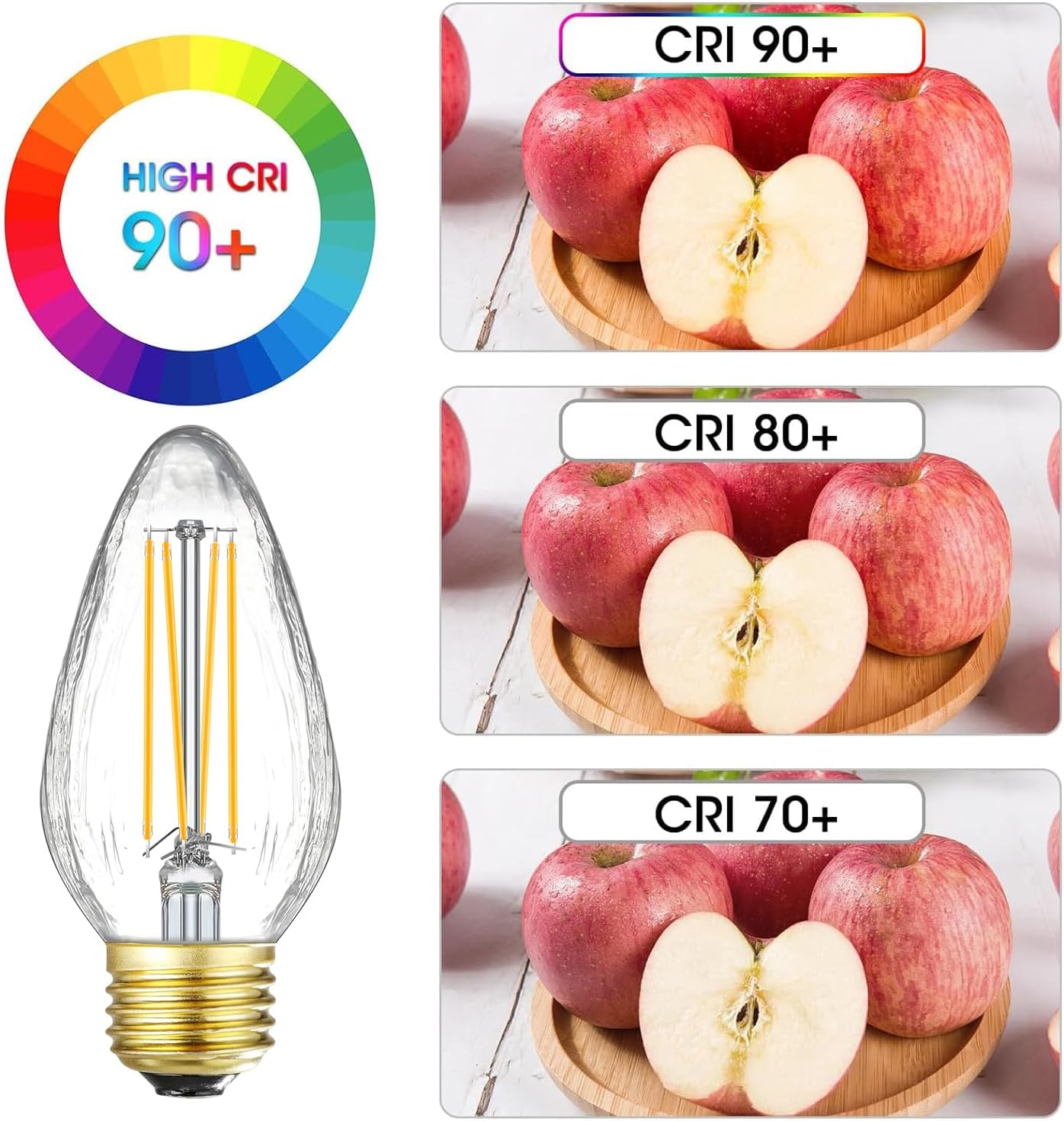 Leools E26 Vintage Edison Bulbs 8W Dimmable LED Bulbs Soft White 3000K 800lm 120V AC E26 Medium Base Light Bulbs for Pendant Light Fixture，6 Pack