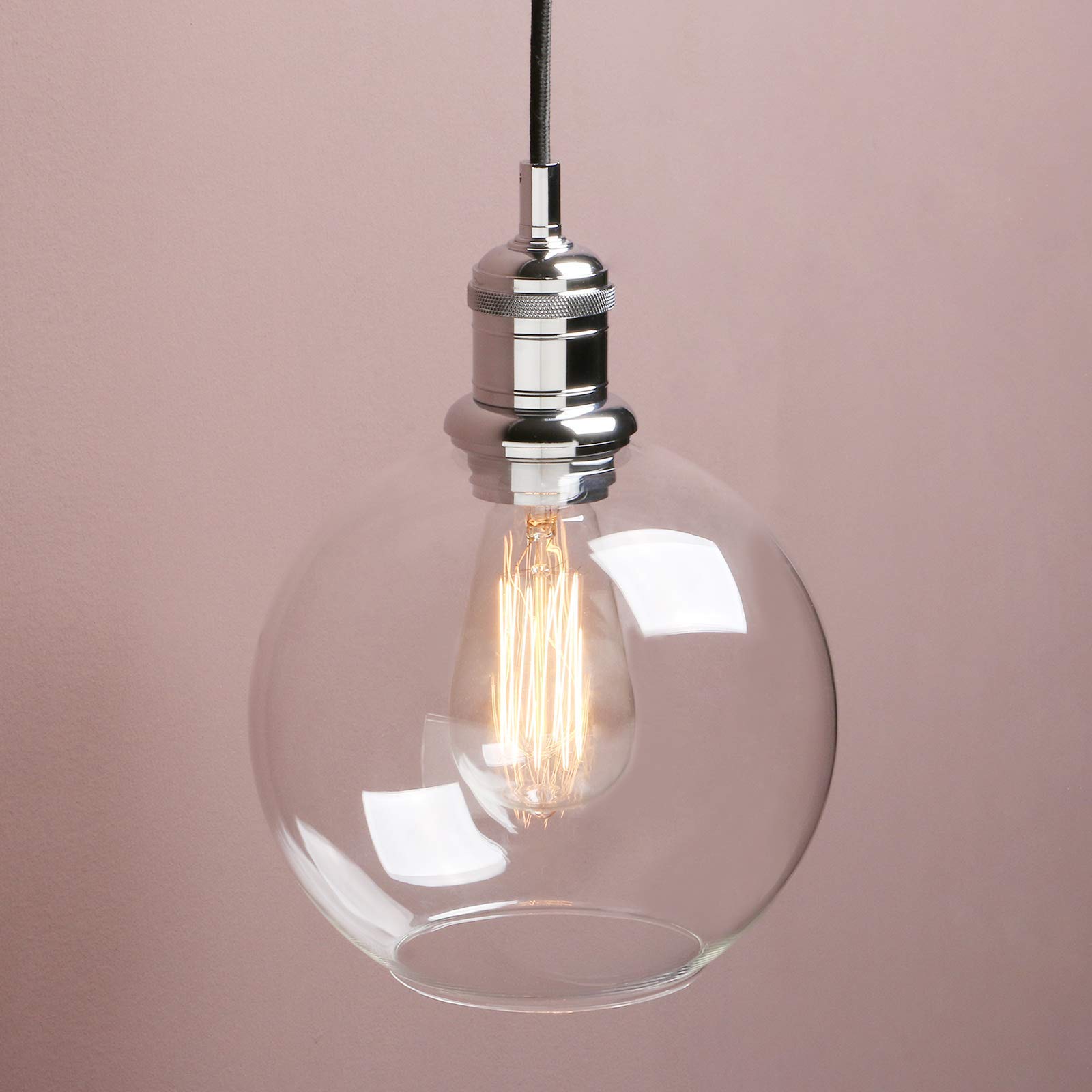 Oświetlenie przemysłowe 7,9 ”Globe Wiselant Lightings z przezroczystą abażurą, loft wiszące światła sufitowe