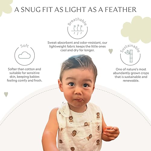 Miniatura 3 de Bamboo Little Baberos para bebé (paquete de 2) - Baberos con broches ajustables - Parte trasera de rizo absorbente Elefante y León