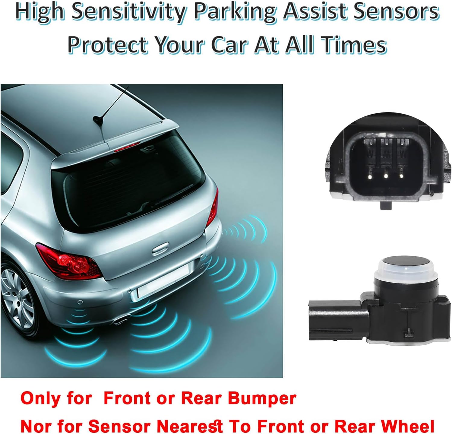 MANATEE 23428268 Front Rear Bumper PDC Parking Aid Sensor for Cadillac Chevy GMC Buick Bolt Silverado Impala Malibu Sierra 1500 2500 3500 HD Yukon XL Encore CTS CT6 XT5 XTS 84153946 (4PCS, Black)