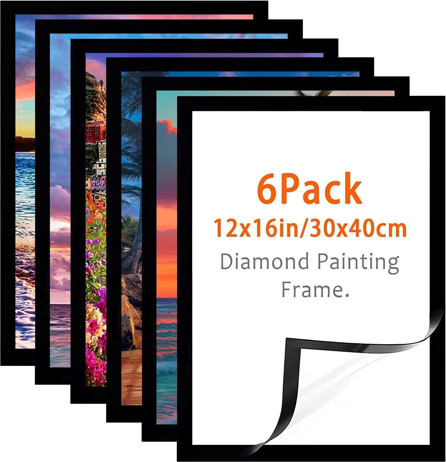 Lot De 2 Cadres Photo Magnétiques Noir 30 X 40 Cm – Pour Peinture Diamant, Affiches, Photos – Fixation Adhésive Sans Perçage