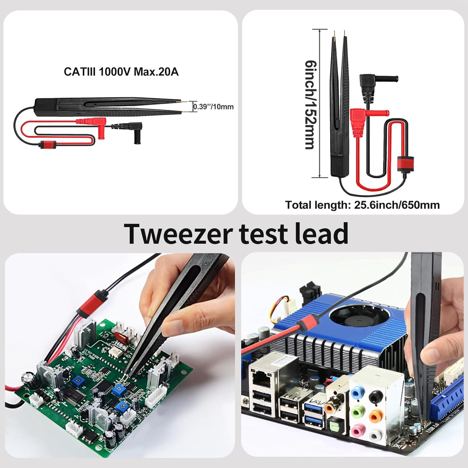 28PCS Multimeter Test Leads Kit with 6 Pockets Roll Up Tool Bag, Replaceable Wire Piercing Probes, Alligator Clips, Test Hook Clips, Test Tweezer for Digital Electrical Multimeter Testing