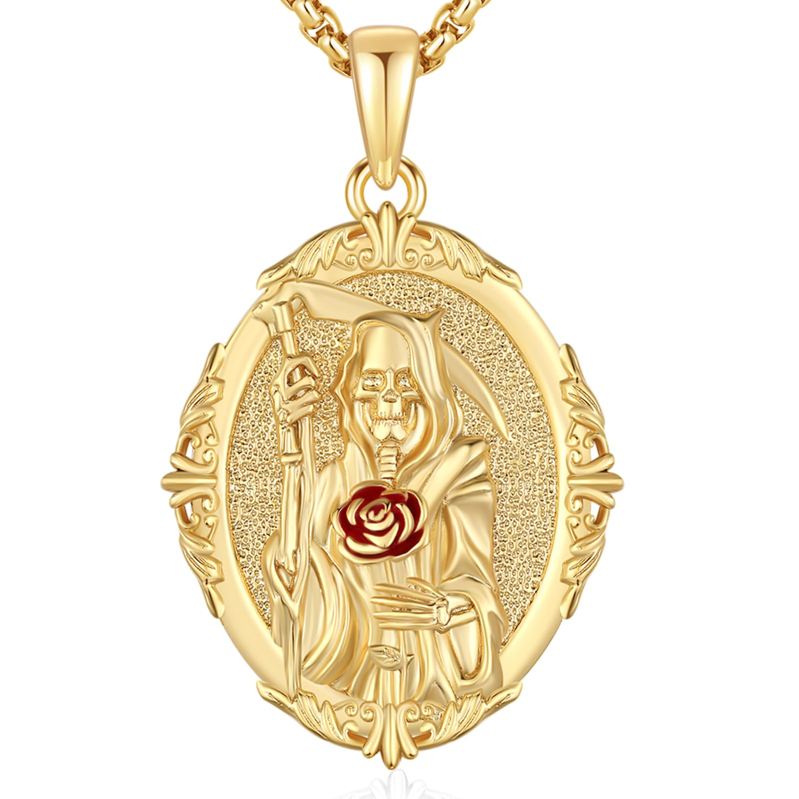 Silver/14K Gold Patron Saint Medal Amulet Necklace for Men Women