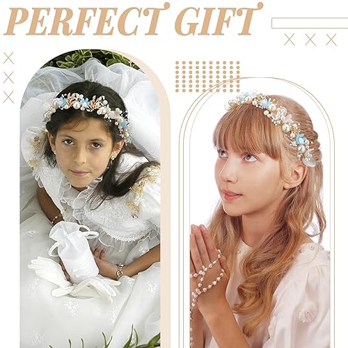 Miniatura 2 de Yinder 3 piezas de tocado para niña de las flores, accesorios para el cabello, diadema para boda, corona de flores, diadema floral para niñas,