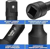 Vista 3 de Toolwiz Juego de Extensión de Dados de 1'', 4'', 6'', 10'' (3 Piezas) Acero Cr-Mo, Barra de Extensión de Transmisión de 1 Pulgada con Pasador