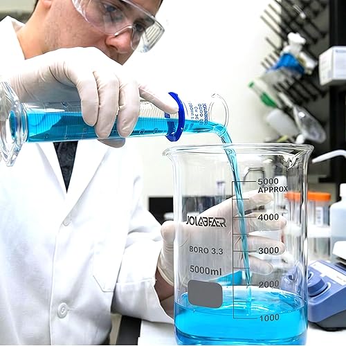 Miniatura 4 de Vasos de precipitados de vidrio duraderos de 169.1 fl oz, vaso de precipitados de laboratorio de 5 L con graduaciones impresas, borosilicato 3.3,